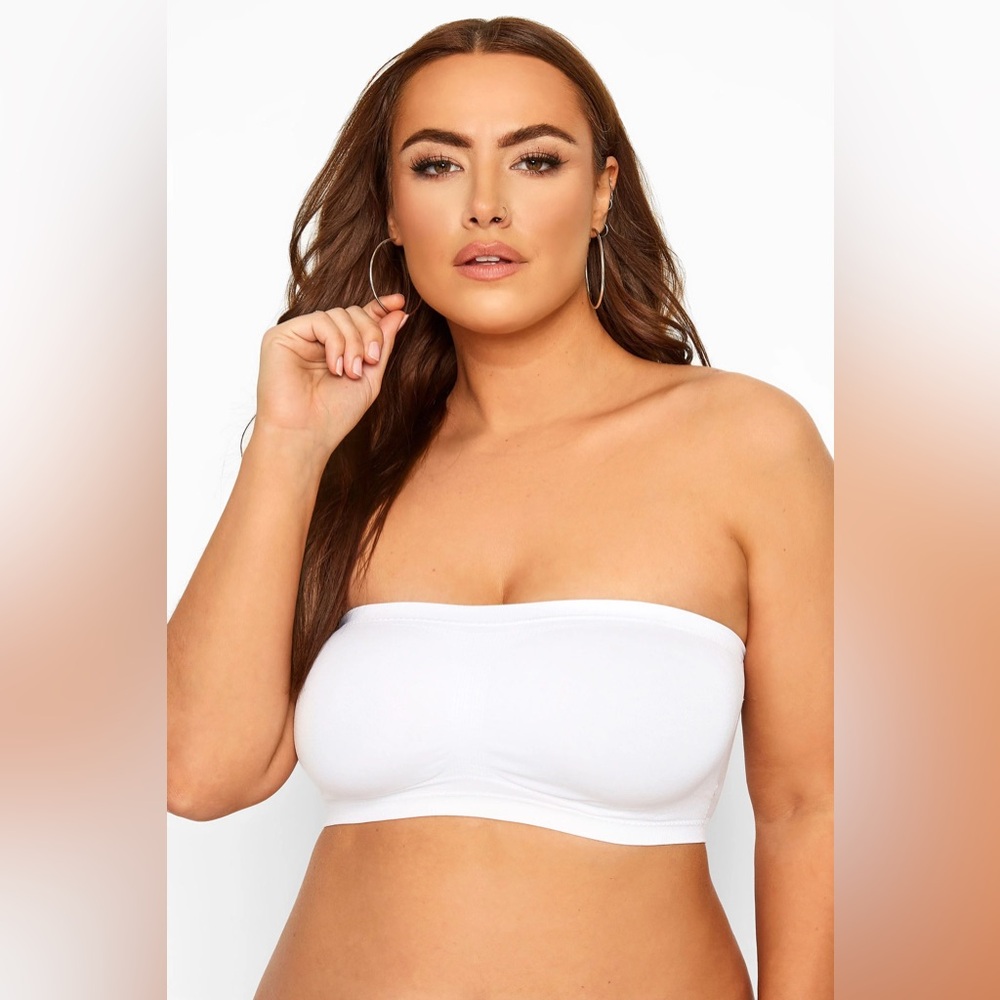 White Strapless Bandeau Top